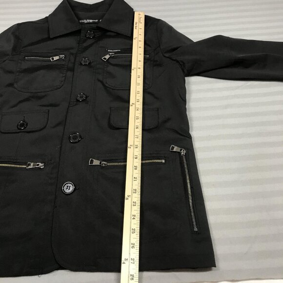 Dolce & Gabbana Jacket Mens 46 Black Made in Italy Utility Zip Pockets Lined - Picture 9 of 12